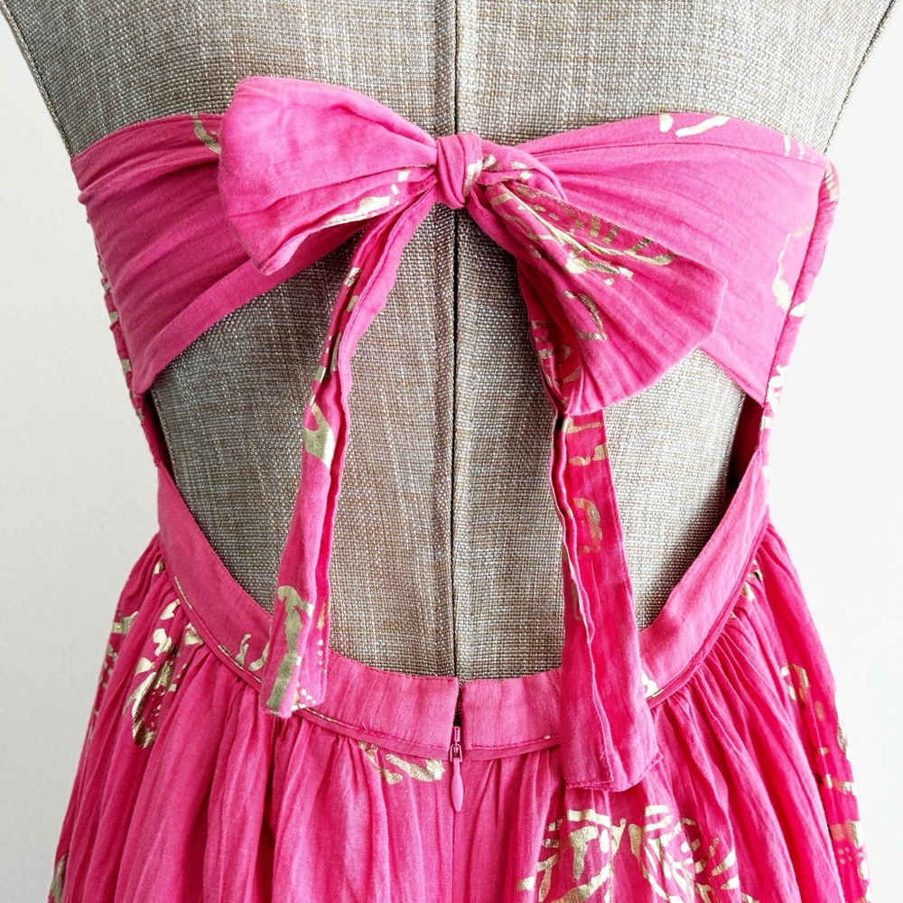 Free People Strapless Pink and Gold Floral Maxi Dress - Picture 7 of 13